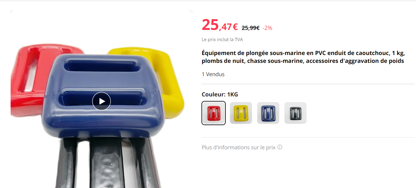 Poids plomb plongée