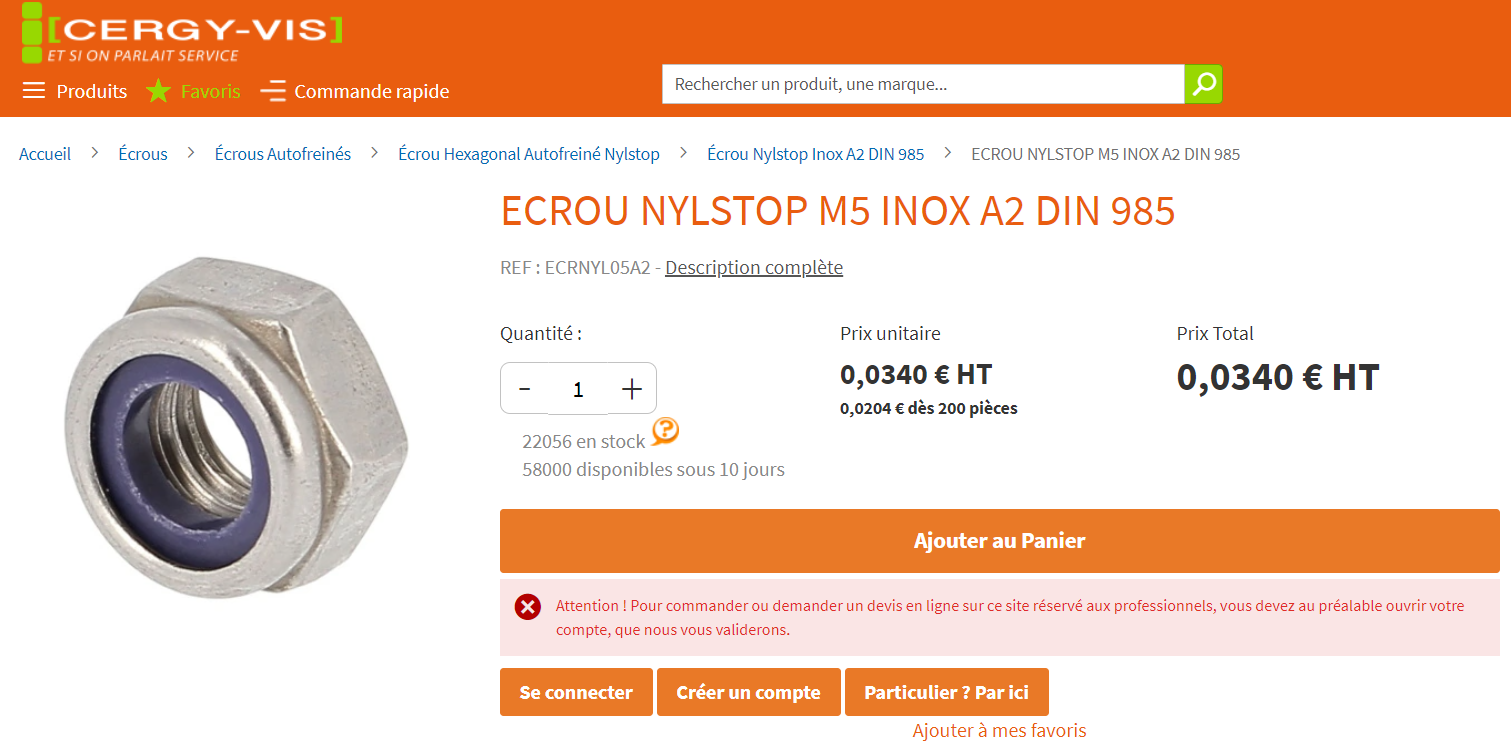 cergy vis écrou M5