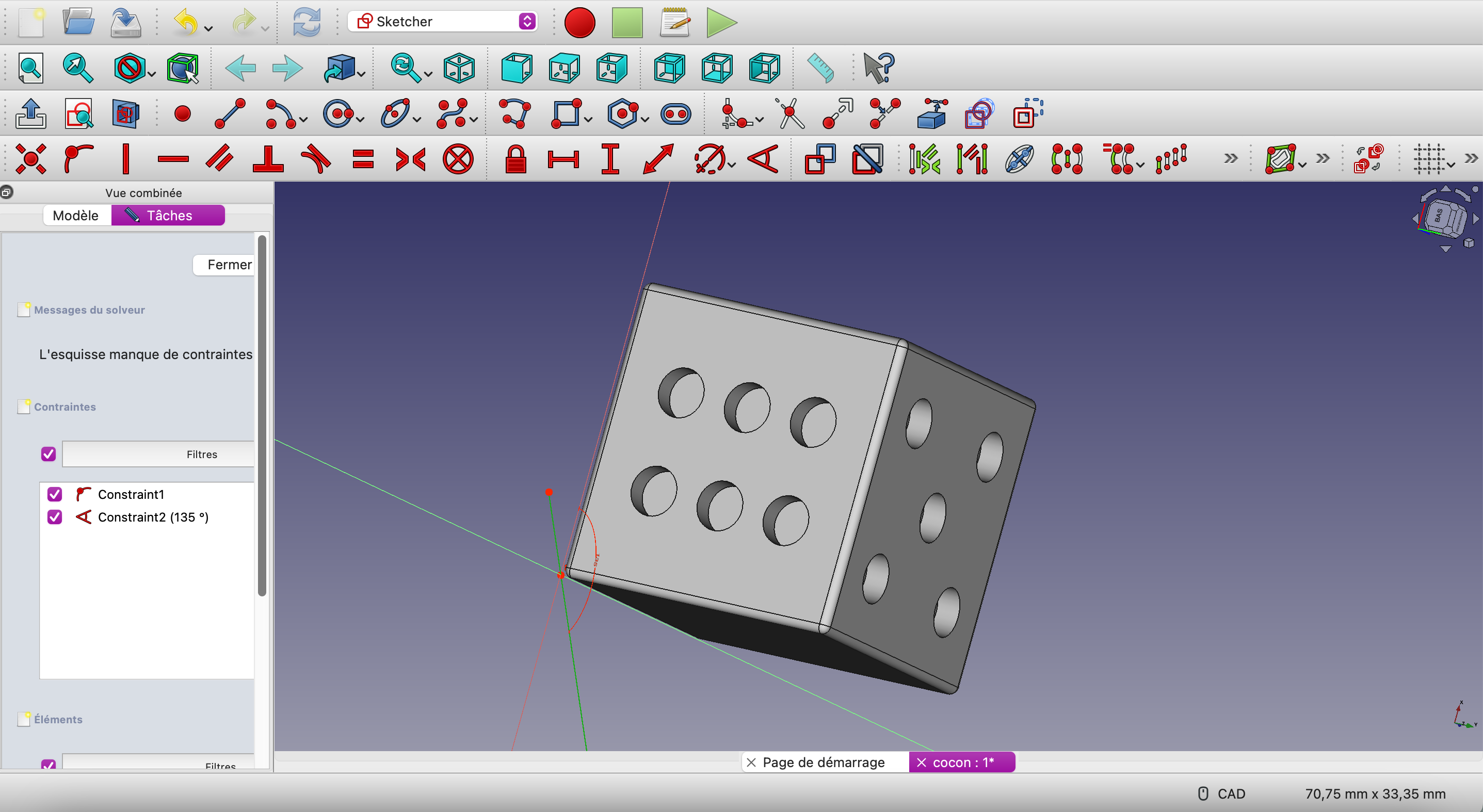 Dé 3D (face 6 et 5)